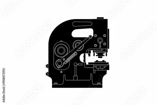 Precision Industrial Machinery: A detailed silhouette of complex machinery, embodying the essence of industry and technical prowess.