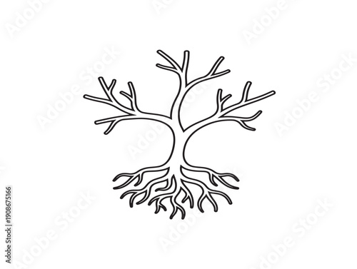 Root branch shapes forming organic underground networks