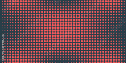 Vector Chequered Halftone Pattern Smooth Curved Border Red Blue Abstract Background. Checkered Rounded Square Dots Blur Texture Pop Art Design. Half Tone Contrast Graphic