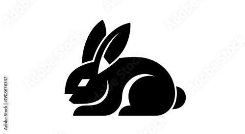 Black rabbit silhouette isolated design