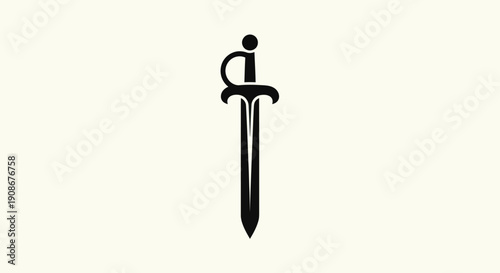 Black sword silhouette on light background