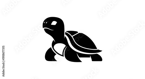 Black turtle silhouette on white background