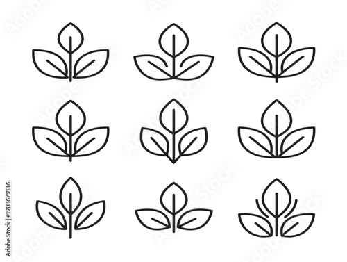 Environmental plant icons clean outline vector