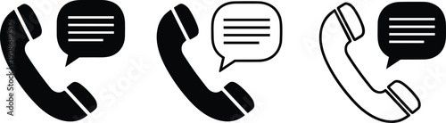 Telephone handset with speech bubble icons, communication customer service design, solid and outline styles, modern vector illustration symbol