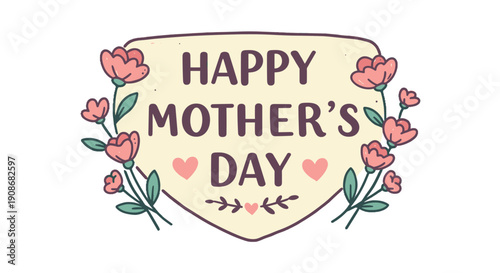 Happy Mother's Day greeting card with floral decorations  