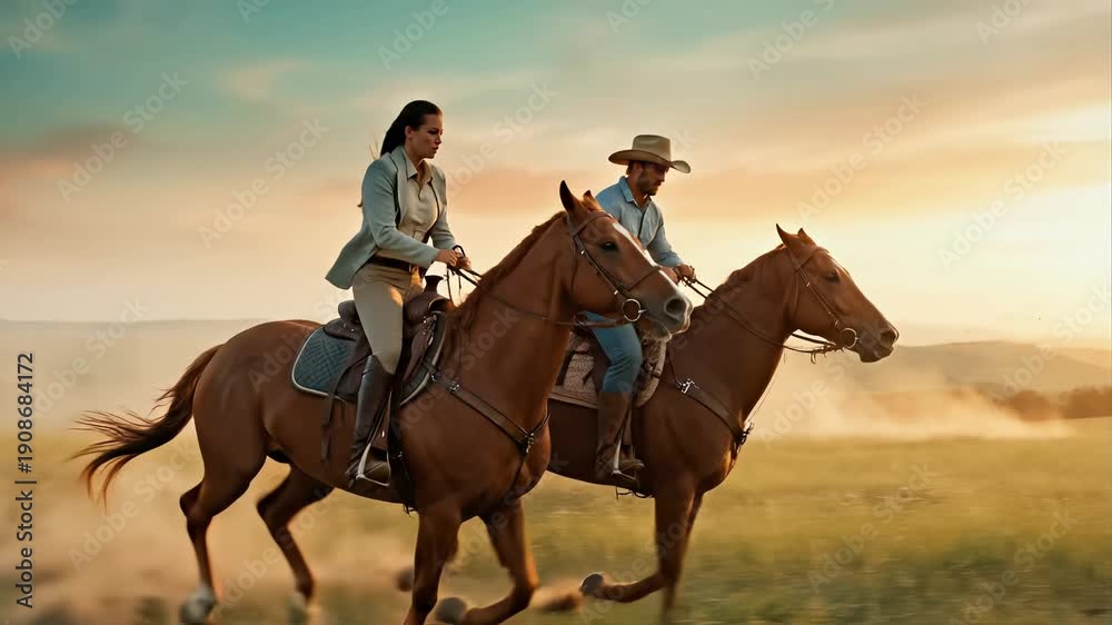 custom made wallpaper toronto digitalRiders on horseback galloping through countryside field at sunset. Equestrian lifestyle and outdoor recreation concept with horses running in rural landscape during adventure riding activity