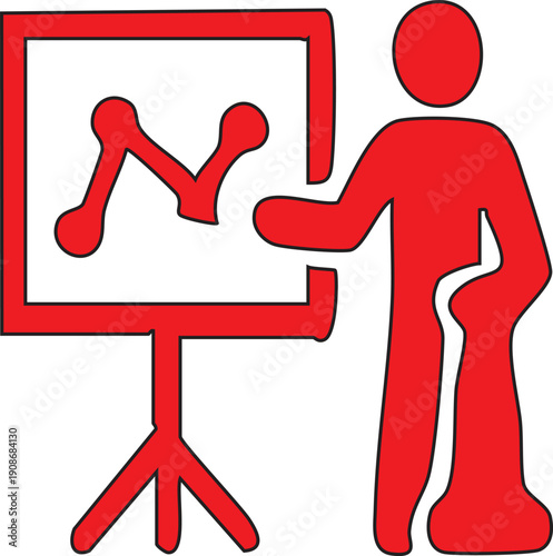 3D vector illustration of a business man and woman running toward a red arrow emergency exit sign symbol with silhouette people figures in a competition sport