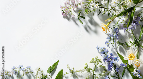 Botanical top-corner florals with open space