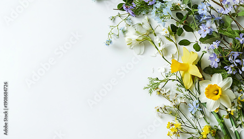 Botanical top-corner florals with open space