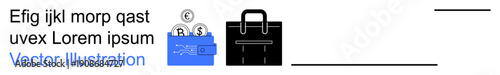 Financial management, investment planning, wealth optimization, corporate business, banking services, and portfolio tracking. Icons showing a briefcase and coins. Financial management and banking