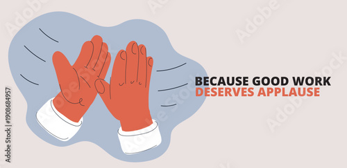 Cartoon vector illustration of hands clapping together, symbolizing applause, appreciation, and encouragement