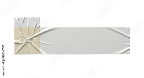 Blank smashed corner tape strip mockup, blunt force damage, horizontal layout, flattened tip, isolated on white background,