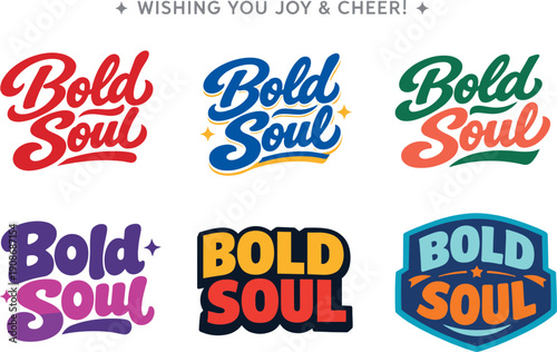 Modern holiday banner with short greeting slogan featuring modern lettering logo set for Bold Soul, stock-ready strong wordmark