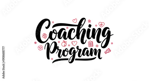 Coaching program typography on white background