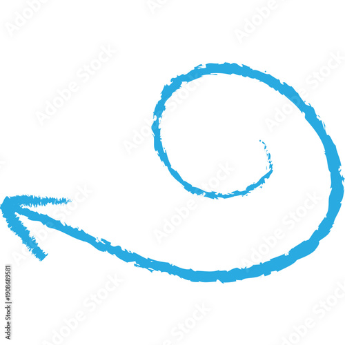 Doodle arrow. Hand drawn blue arrow in crayon style. Vector illustration isolated.