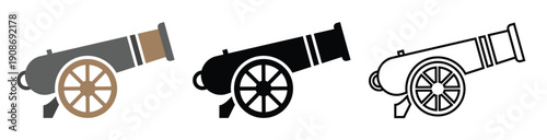 Ramadan Cannon Flat Icon Set on Transparent Background