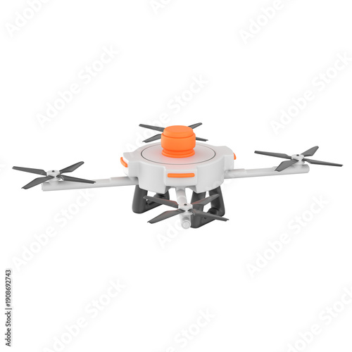 3D icon of an inspection drone. Clean design with smooth surfaces and soft lighting. Concept of smart logistics, warehouse automation, aerial robotics, inventory control, 3d render