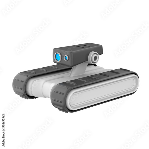 3D illustration of an autonomous surveillance camera bot designed for intelligent security and perimeter patrol operations, 3d render