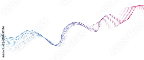 Flowing Dot Wave halftone gradient pattern on transparent background