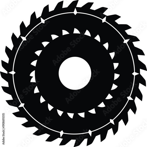 Canvas Print Vector illustration of circular saw blade icon in black minimalist design symbol