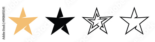 Set of Star icons in different styles on transparent background
