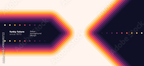 Abstract retro banner design with colorful stripes. Vector illustration.