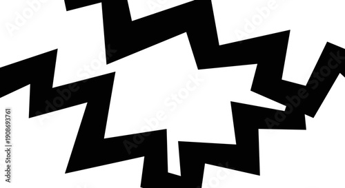 Dynamic abstract zigzag pattern with bold black lines on a white background, forming a modern and energetic vector graphic design for contemporary projects