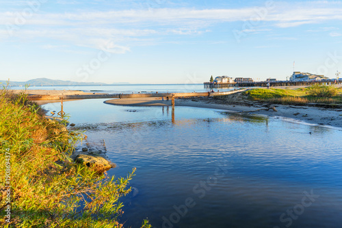 Fotografie Scenic Estuary Flowing towards Stearns Wharf in Santa Barbara, California