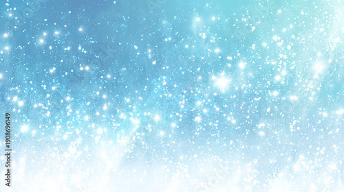 青い背景に光がキラキラと輝く幻想的な背景素材
