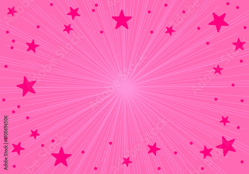 Glittering pink radiation background illustration. Simple design conspicuous sparkling concentrated line background