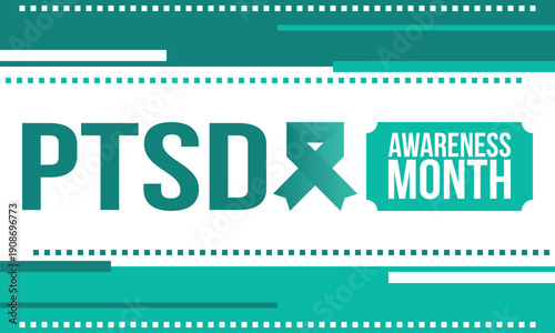 PTSD Awareness Month in June. Post Traumatic Stress Disorder. Celebrated annual in United States. Medical health care and awareness design. Poster, card, banner and background. Vector illustration