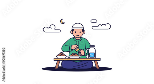 Cute Child Enjoying Traditional Japanese Meal Sushi or Ramen