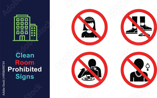 Clean room prohibited signs for safety compliance