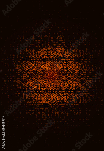 Принти на полотні A high-impact radial explosion of golden binary code