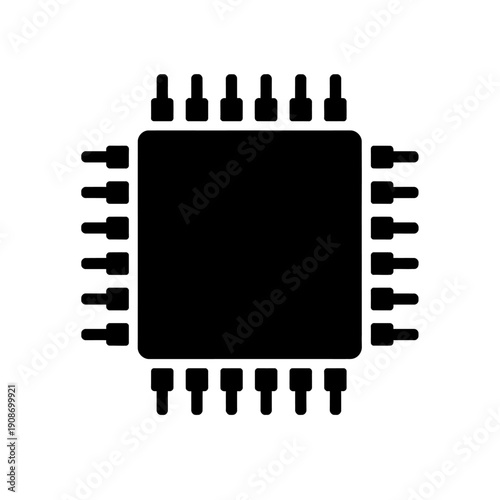 Advanced Microchip Icon: Essential Semiconductor Component for Modern Electronics, Computing Systems, and Digital Innovation – A Core Element in AI, IoT, High-Performance Processing, Symbolizing the F