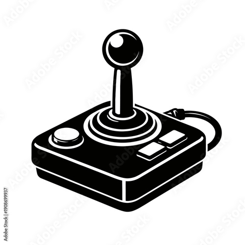 Vintage Retro Gaming Joystick Controller Black and White Vector Icon for Arcade Enthusiasts, Classic Console Gamers, and Nostalgia Seekers - Perfect for Graphic Design Assets, UI/UX, and Web Elements.