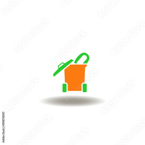Vector illustration of opened garbage container with zero number. Symbol of zero waste.