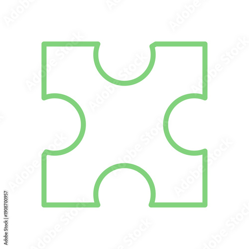 Flat outline of jigsaw piece silhouette. Minimal puzzle with a smooth path in flat graphic style. Board game piece for table or boardgame use. Toy concept for children and entertainment visuals.