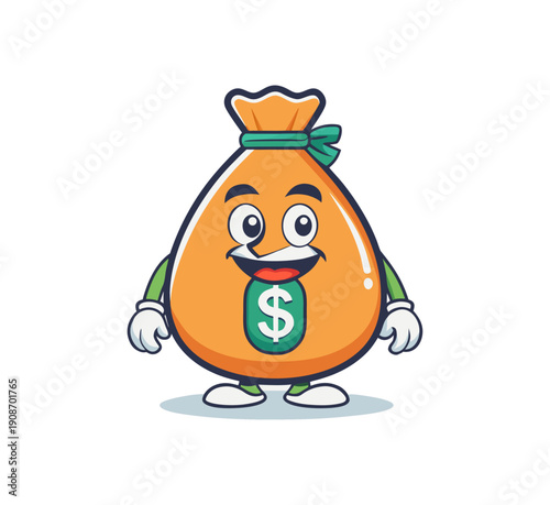 Funny 3d cartoon character illustration of a happy orange chick with a bag and a big smile, isolated vector art of a cute baby chicken egg for Easter fun
