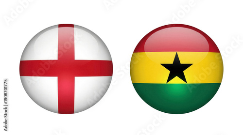 England and Ghana flags representing an international soccer match rivalry.