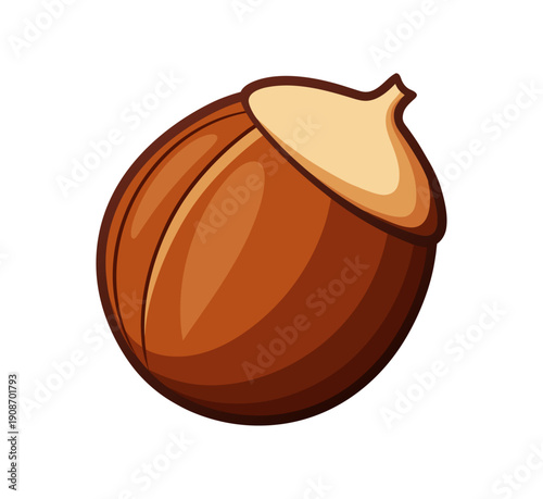 Isolated vector illustration of a sweet brown chocolate Easter egg and candy ball object with nut and coffee autumn fruit accents on white