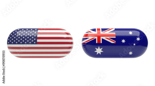 United States and Australia flags symbolizing an international soccer match rivalry.
