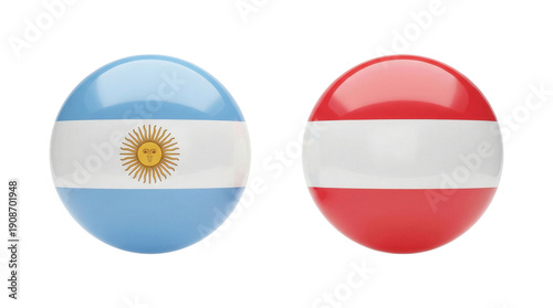 Glossy icons displaying Argentina and Austria flags representing an international soccer match.