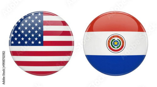United States and Paraguay flags symbolizing an international soccer match rivalry.