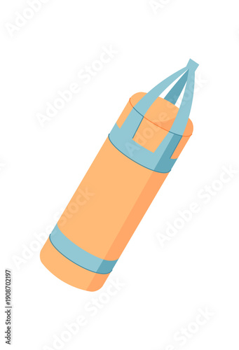 Flat boxer bag for sport training and fitness activities. Essential gym equipment for workout sessions, strength building, and athletic routines. Colorful accessory illustration, ideal exercise