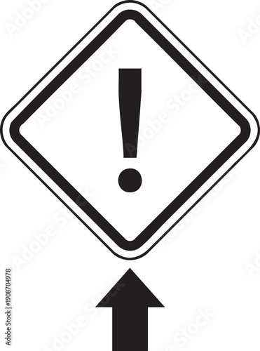 Single Danger General Hazard Warning Sign Silhouettes Isolated on White Background