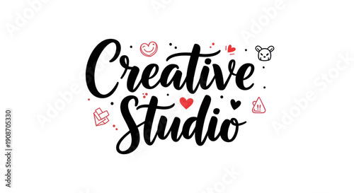 Creative studio illustration on white background