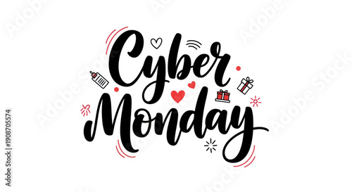 Cyber monday graphic with decorative elements
