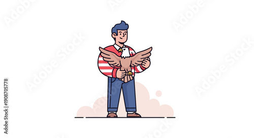 Cartoon Man Reading Newspaper with Confidence and Purpose