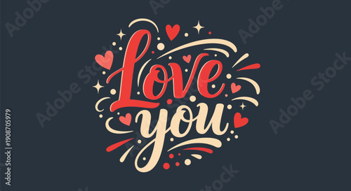 Decorative love typography on dark background